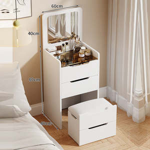 Wholesale Lighted Minimalist Makeup Vanity Desk Compact Integrated Dressing <b>Table</b> Removable Stool Storage Cabinet <b>Small</b> Bedroom - Product Image 5