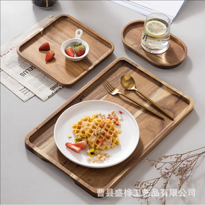 Acacia Wood Rectangular <b>Tray</b> Natural Color 30x20cm For Fruits <b>Snacks</b> Bread Cheese Home Use - Product Image 2