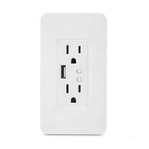 OEM inalámbrico de montaje en pared <span class=keywords><strong>Wifi</strong></span> Smart Tuya App Power US Alexa Google Voice Control remoto 2 Outlet1 Usb <span class=keywords><strong>Wifi</strong></span> doble enchufe de pared - Product Image 3
