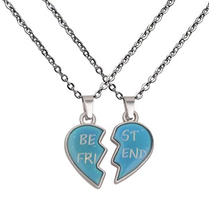 Collier en acier inoxydable personnalisable avec gravure 'Meilleur ami', 'Je t'aime', 'Ailes d'ange', 'Cœur', 'Température d'humeur' pour l'amitié ou les couples - Product Image 3