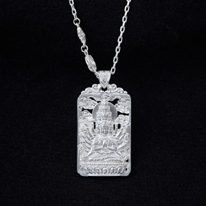 Dapat disesuaikan 999 perak Vintage Guanyin liontin kalung Tautan klasik aksesori Mode Pria Wanita hadiah dibuat kualitas tinggi - Product Image 4