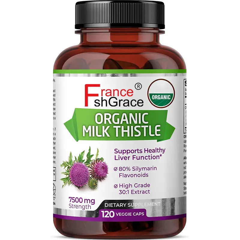 Extracto de cardo mariano orgánico 30:1, fuerza de 7500 mg, 120 cápsulas veganas