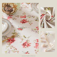 Nappe florale rectangle, nappe élégante en coton polyester de style campagnard pour fêtes, table à manger de cuisine