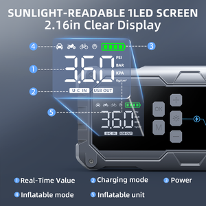 12V <strong>Mini</strong> Multifunction Car Jump Starter Power Bank Peak Air Compressor Kit with Tire Air Pump for Motorcycles - Product Image 4
