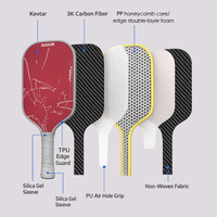 Raquettes de pickleball en fibre de carbone de haute qualité, approuvées par l'USAPA, avec noyau en PP nid d'abeille T700 thermoformé, épaisseur 16 mm