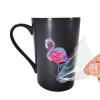Vinilo Adhesivo Personalizado Premium con Diseño de Flamenco Tropical, Transferencia en Frío sin Agua, para Decorar Tazas y Vasos de Café