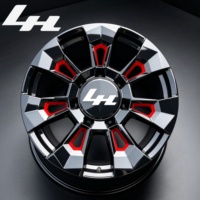 Jantes de voiture forgées monobloc entièrement personnalisées 17-24 pouces, noir brillant avec accents argent et rouge, rayons robustes, couleur et logo personnalisés, compatibles avec tous les véhicules