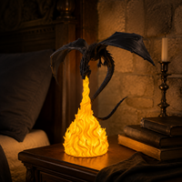 Lampe de table LED Dragon avec effet de flamme, décoration pour salle de jeux, bureau, collectionneurs, veilleuse fantastique