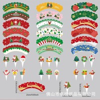 Label Ukuran Pinggiran Cupcake Natal untuk Perlengkapan Pesta Natal Aksesoris Dekorasi Kue