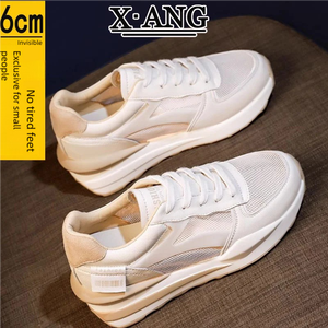 Chaussures de sport décontractées en cuir véritable A-Gan pour femmes, à semelle épaisse rehaussante, en maille respirante, nouveau style de marche printemps/été - Product Image 3