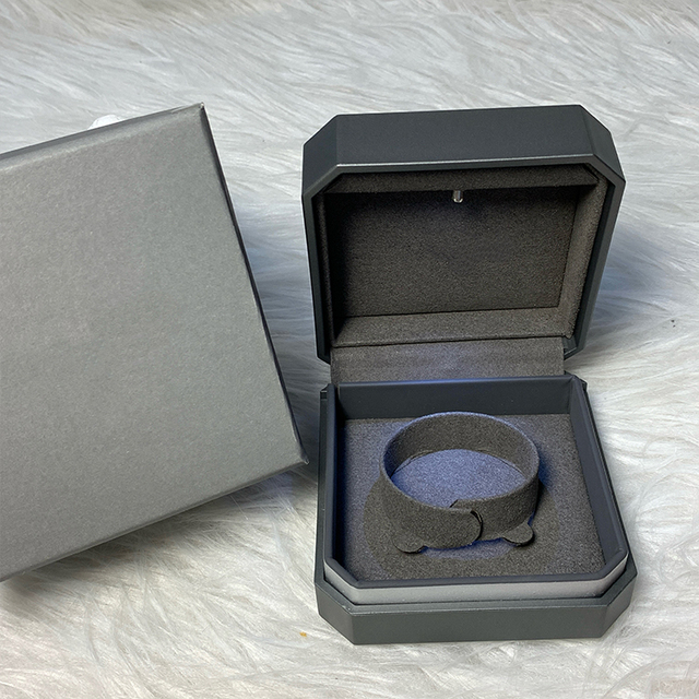 Wholesale Luxury LED Lighting Jewelry Grey Velvet Case, LED Display Box for Rings Earrings Bracelets in Stock