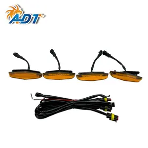 ADT צהוב עדשה צהוב צבע 4 PCS 8 נוריות חיצוני רכב פגוש קדמי LED גריל אורות עם חוט עבור טויוטה 4 ראנר