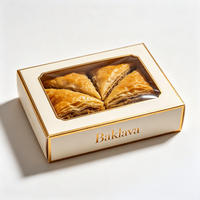 Boîte à Baklava Personnalisée en Papier Kraft avec Fenêtre pour Dattes, Pâtisseries Turques, Bonbons, Cadeaux de Boulangerie