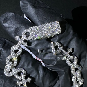 925 Sterling Silver VVS Lab Grown Diamond <b>Infinity</b> Link <b>Bracelet</b> For Men 13MM - Product Image 3