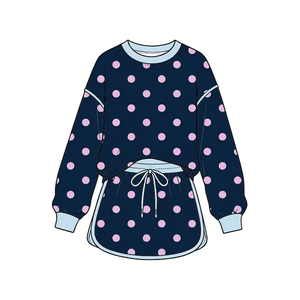 Ensembles personnalisables 2 pièces pour petites filles : haut à manches longues et jupe à pois – Tenues décontractées printemps-automne - Product Image 3