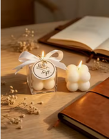 Vela Aromática Decorativa con Forma de Nube, Caja de Regalo Transparente con Cinta, Etiqueta de Regalo Dulce, Recuerdo para Invitados de Boda o Bautizo, Portátil para Escritorio