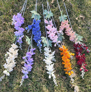 Bouquet di Fiori Artificiali Delphinium a Due <span class=keywords><strong>Rami</strong></span>, Multicolore, Lunga Durata, per Matrimoni, Lauree, Pasqua, Decorazioni per la Casa - Product Image 4