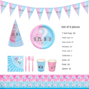 Nuevo Juego de Vajilla para Fiesta de Revelación de Género de Bebé, Niño o Niña, Vasos de Papel y Accesorios Decorativos para la Organización de la Fiesta - Product Image 3