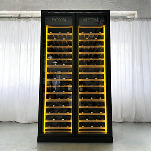 Armoire à vin de luxe en acier inoxydable doré Royal Metal, étagères multi-modules, rangement haut de gamme, température constante F-108 High - Product Image 1
