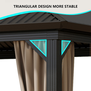 10x12ft USA có sẵn trong kho tán vĩnh viễn màu nâu sẫm đôi mái nhà cứng gazebo với muỗi lưới & rèm cửa - Product Image 3