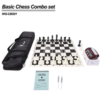 LEAP WG-CBS01 Échiquier en vinyle 20 pouces avec horloge numérique de chronométrage pour tournoi et fonction Delay Bonus, et jeu de pièces d'échecs PS 3,75 pouces (9,7 cm)