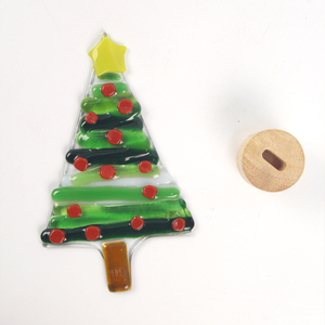 Festive Fused Glass Christmas <b>Tree</b> Ornament Handmade Art Glass Suncatcher Xmas Wall <b>Tabletop</b> Decor Holiday Display Piece - Product Image 2