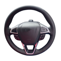Protector deportivo para volante de coche de 4 radios de fibra de carbono y cuero de microfibra para Ford Fusion Mondeo 2013 2014 EDGE 2015 2016