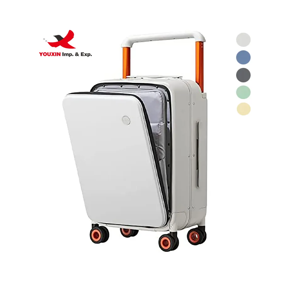 pull rod carry on vintage luggage with laptop compartment business travel bag multi-functional suitcase