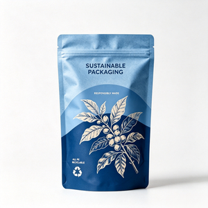 Bolsa de almacenamiento con cierre de cremallera de polietileno monofilamento con aspecto de papel kraft ecológico a prueba de humedad OEM para galletas orgánicas, frutas secas, dulces y refrigerios. - Product Image 2