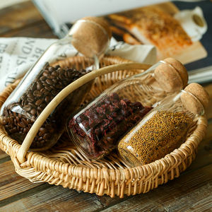 Pot de stockage des aliments en verre transparent, épices, sucre, thé, café, boîte scellée, pour grains et noix, bouteille d'eau, lait, avec couvercle en liège, 50 ml - Product Image 4