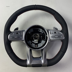 Volant en fibre de carbone LED pour <span class=keywords><strong>Mercedes</strong></span> Benz <span class=keywords><strong>AMG</strong></span> W204 W205 W212 W213 Classe C E S G, véritable fibre de carbone et cuir perforé - Product Image 2