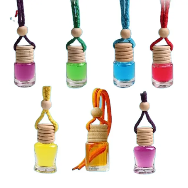 Chinese supplier wholesale Car Perfume Bottle Air Fresher Glass With Wooden Lid Aromatherapy Car manufacturer factory