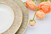 Service de table 98 pièces en porcelaine fine opale, assiettes de luxe dorées, style arabe et turc
