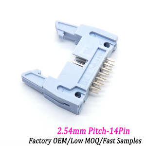 Connecteur de boîtier à goupilles grises personnalisées, type boîte, pas de 2,54 mm, prise en forme de corne de vache, broches droites, plaqué or, connecteur PCB 14P 20P 26P 40P - Product Image 1