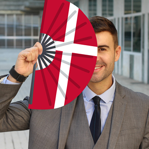 Abanicos Plegables de Bambú con la Bandera de Dinamarca al por Mayor, Abanico de Mano para Carnaval, Boda, Festival, Fiesta, Agencia de Viajes - Product Image 3