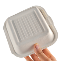 Boîte à hamburger jetable de couleur blanc-brun, boîte à emporter biodégradable pour gâteaux, hamburgers, en-cas, emballage alimentaire