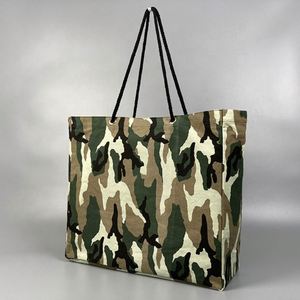 Sac en coton avec logo de couleur Sac à provisions en plastique avec motif camouflage et poignée en corde de coton - Product Image 2