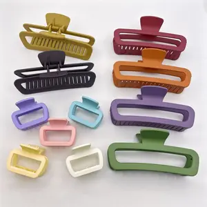 Simple Design Retro Plastic Rubberized Hair Claw Colorful Jumbo 13CM High Ponytail Clamp Hair Claw Clips