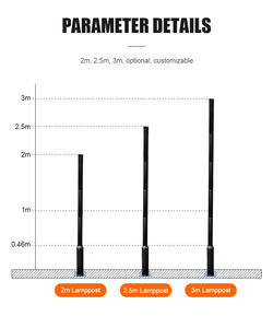 <span class=keywords><strong>Poteau</strong></span> d'éclairage public en acier <span class=keywords><strong>galvanisé</strong></span> <span class=keywords><strong>2m</strong></span> 2,5m 3m Personnalisable Allée Parking Terrain de basket-ball Mât d'éclairage élevé - Product Image 3