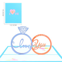 Carte de vœux créative, impression UV couleur, bague en diamant, invitation de mariage tridimensionnelle, carte 3D de bénédiction
