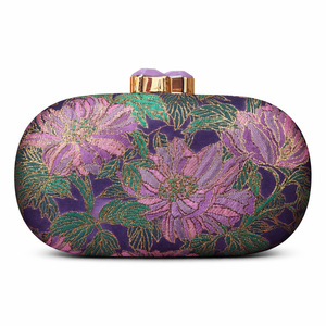 Sac de soirée élégant pour femme, tendance, en jacquard uni, avec chaîne et fermoir à clip, portable pour les fêtes - Product Image 3