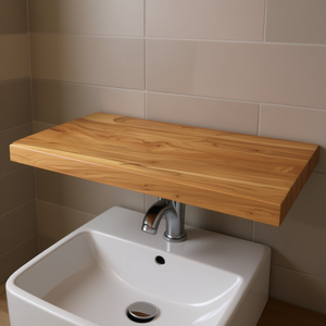 Plan de toilette rectangulaire en bois d'acacia massif, finition rustique, durable, 44,9x20,5x1,6 pouces - Product Image 2