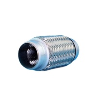 Pipa Knalpot Truk Temperatur Tinggi Double Braided Flex Pipe Ss201 304 409 2.0 Outer Wire Mesh Braided Exhaust Bellow untuk Mobil Truk