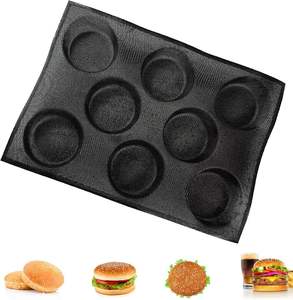 Moule à pain en silicone noir à 8 cavités en forme de rectangle pour <span class=keywords><strong>hamburger</strong></span> avec maille perforée pour la cuisson à la <span class=keywords><strong>maison</strong></span> - Product Image 2