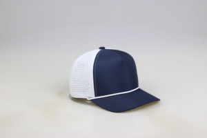 Casquette de baseball pour homme, style trucker, 5 panneaux, en polyester, respirante, imperméable, personnalisable, vierge, avec perforations découpées au laser, pour golfeurs - Product Image 2