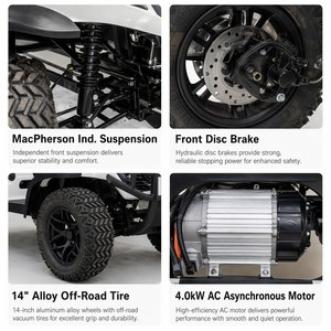 <span class=keywords><strong>Voiture</strong></span> de golf électrique 60V 4.0KW 4 places, double <span class=keywords><strong>circuit</strong></span>, frein à disque hydraulique, suspension MacPherson, capacité de montée de 25%, chariot de golf OEM - Product Image 2
