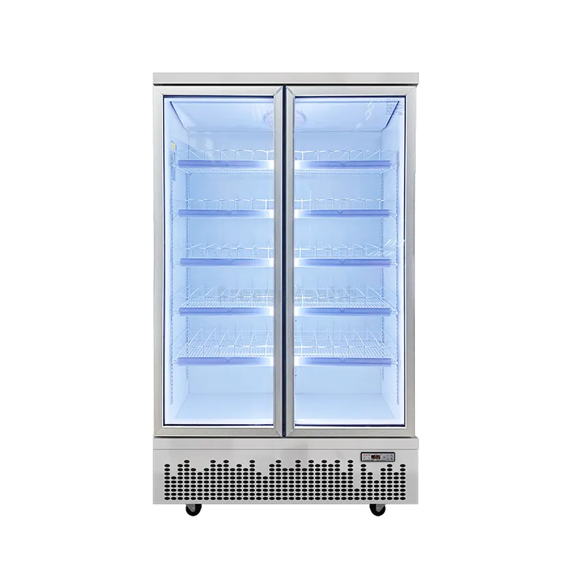 Buon prezzo di raffreddamento dinamico porta di vetro commerciale ristorante bevande frigorifero Display verticale refrigeratore