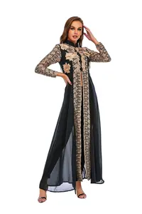 Nueva llegada 3D decoración Collage floral mujeres musulmanas abaya pakistaní Indonesia India vestido largo árabe
