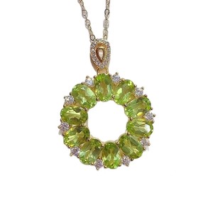 <span class=keywords><strong>Collana</strong></span> con <span class=keywords><strong>Catena</strong></span> in Argento 925 Placcato e Peridoto Verde Rotondo per Donne, Regalo di Nozze - Product Image 3
