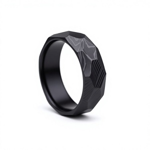 NEW FRIENDS INDUSTRY Anillo de compromiso de acero de Damasco martillado a mano con incrustaciones de madera, forma abovedada estética, duradero, tercera parte - Product Image 1